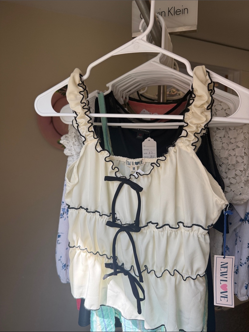 Cream Ruffle Tie-Front Crop Top